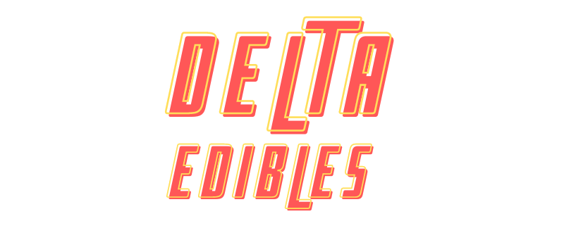 A logo with the text "Delta Edibles" in bold, orange stylized font for your genuine vape devices.