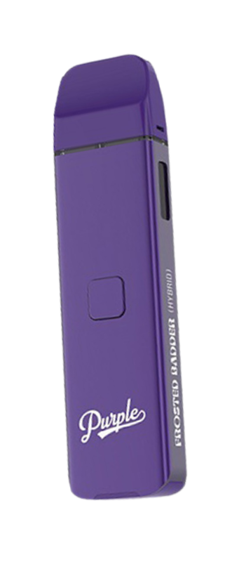 A purple vaping device with the word "Purple" and "FROSTED BADDIE 4000MG" written on its side, available at your local vape store.