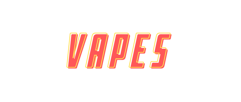 The image shows the word "VAPES" in bold, red, and uppercase letters with a yellow outline, representing Vape World GA.